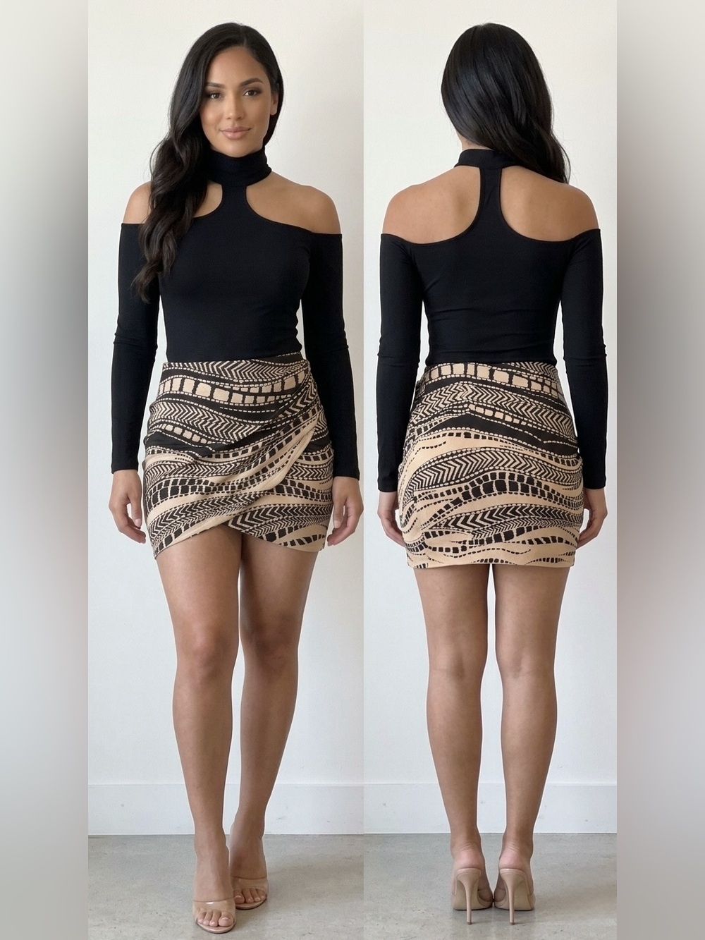 Bebe Geometric Mini Skirt NWOT Y2K